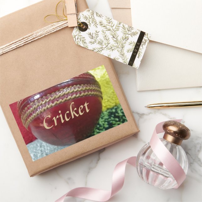 Sticker Rectangulaire Cricket : Red Hard Ball Art Print (Cadeaux)