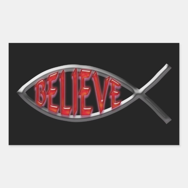 Sticker Rectangulaire Croire le poisson - Rouge (Devant)