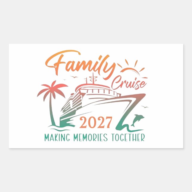 Sticker Rectangulaire Croisière en famille 2027 : Rassembler les souveni (Devant)