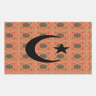 Sticker Rectangulaire Croissant et étoile avec Arrière - plan en mosaïqu