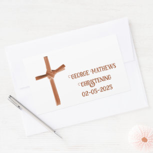 Sticker Rectangulaire Croix de Palme Christening et communion personnali