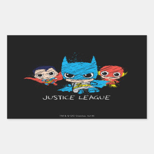 Sticker Rectangulaire Croquis de la Mini Justice League