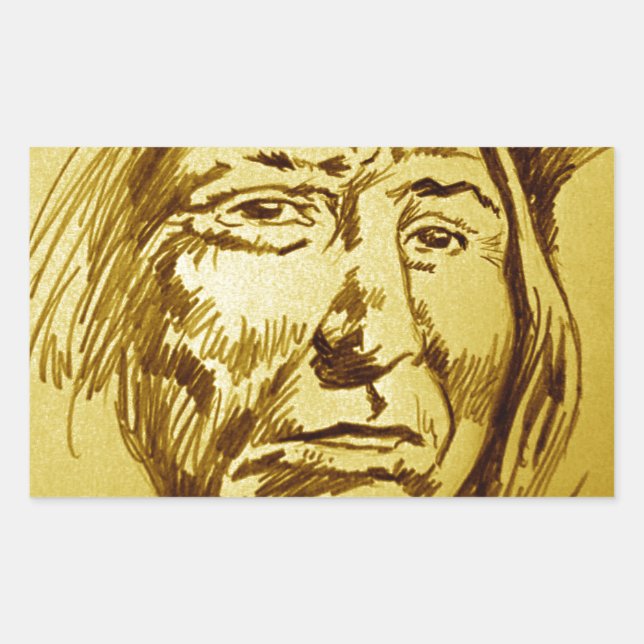 Sticker Rectangulaire Croquis en chef indien (Devant)