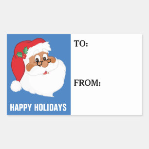Sticker Rectangulaire Croyez en l'étiquette cadeau du Père Noël noir
