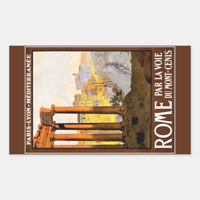Sticker Rectangulaire Cru d'affiche de voyage de Rome (Devant)