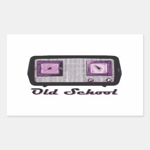 Sticker Rectangulaire Cru de radio de vieille école rétro