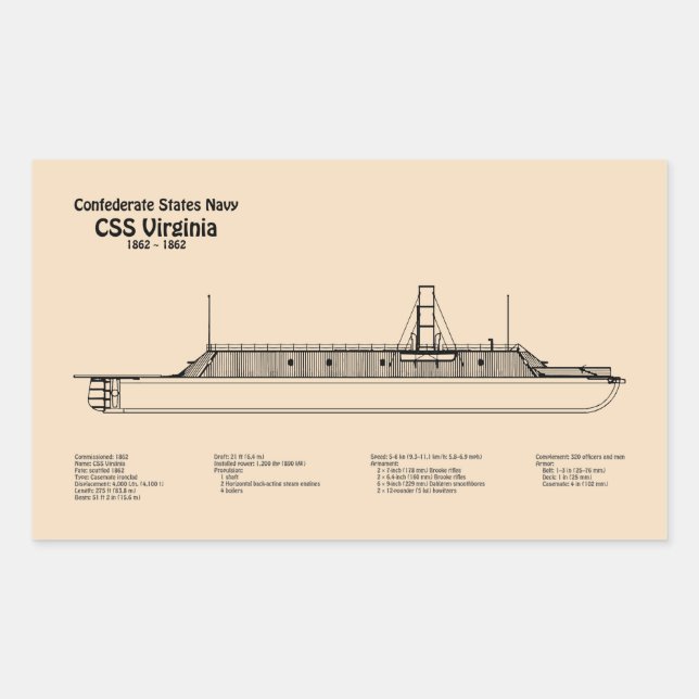 Sticker Rectangulaire CSS Virginie - Plan directeur des navires SD (Devant)