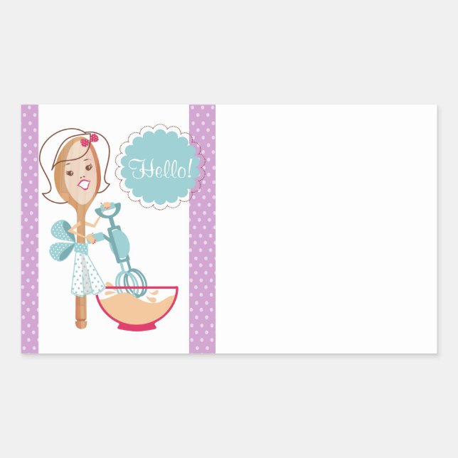 Sticker Rectangulaire Cuillère couleur personnalisée fille boulangerie é (Devant)