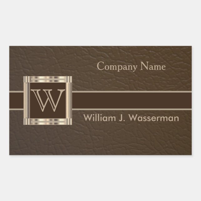 Sticker Rectangulaire Cuir Monogramme Chocolat Haut De Gamme (Devant)