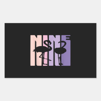 Sticker Rectangulaire Cuisine 9e cadeau d'anniversaire I Flamant rose I 