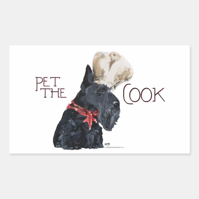 Sticker Rectangulaire Cuisinier Terrier Écossais (Devant)