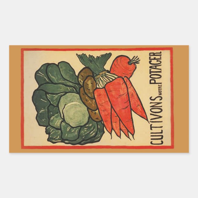 Sticker Rectangulaire Cultivons un jardin de légumes (Devant)