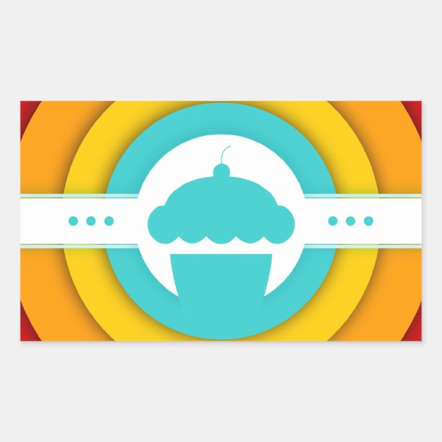 Sticker Rectangulaire cupcake rétro (Devant)