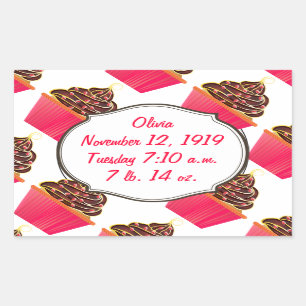 Sticker Rectangulaire Cupcakes