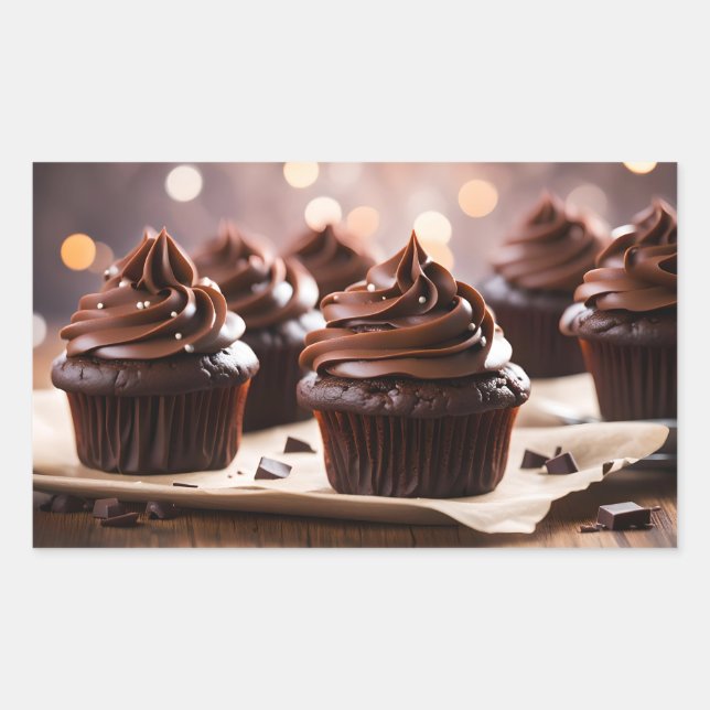 Sticker Rectangulaire Cupcakes au chocolat (Devant)