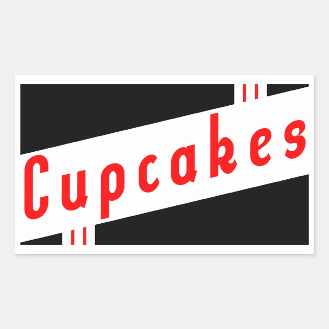 Sticker Rectangulaire cupcakes rétro (Devant)
