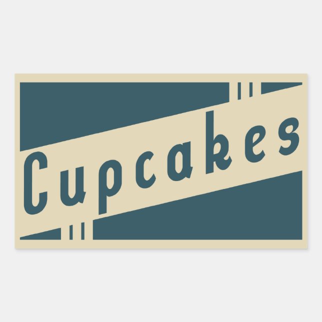 Sticker Rectangulaire cupcakes rétro (Devant)