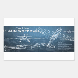 Sticker Rectangulaire Curtiss P-40 Warhawk