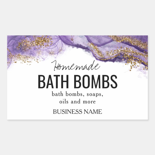 Sticker Rectangulaire Custom Bath Bomb Label Template – Editable Logo &  (Devant)