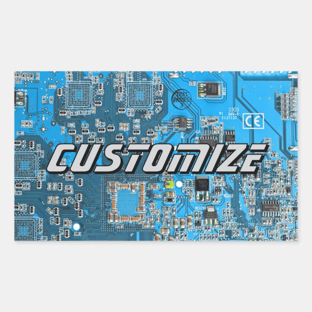 Sticker Rectangulaire Custom Blue PCB Circuit Board for IT Pros 2 (Devant)