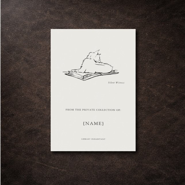 Sticker Rectangulaire Custom Cat Ex Libris| Vintage Bookplate  (Créateur téléchargé)