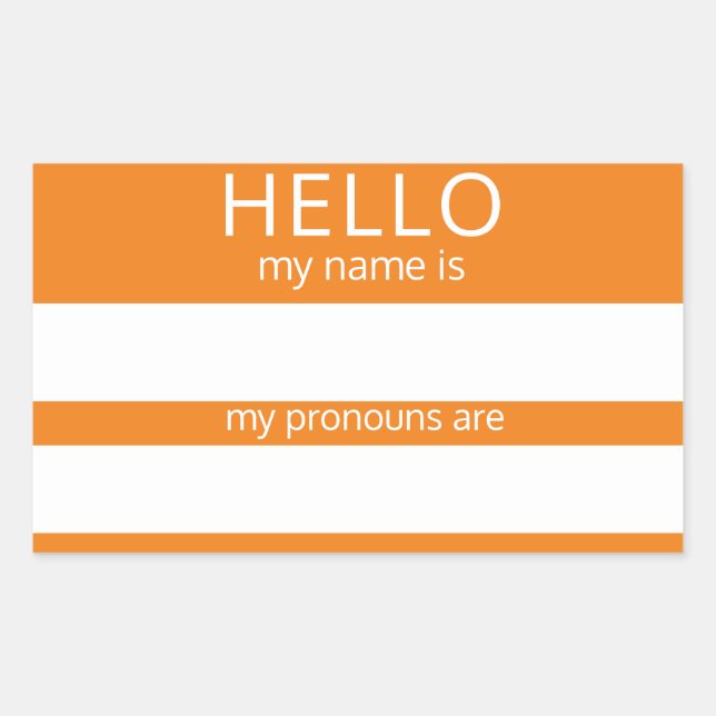 Sticker Rectangulaire Custom HELLO Mon Nom Pronouns Est Un Badge (Devant)