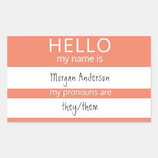 Sticker Rectangulaire Custom HELLO Mon Nom Pronouns Est Un Badge
