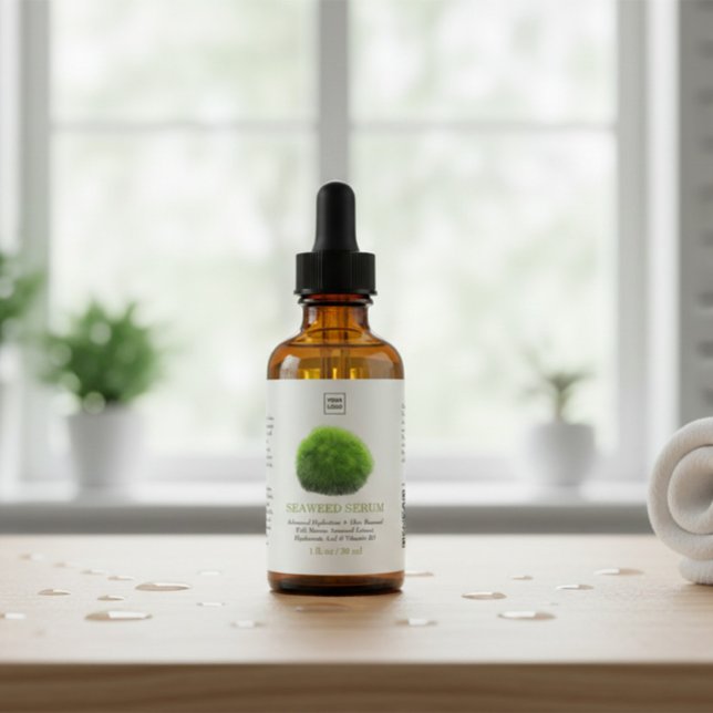 Sticker Rectangulaire Custom Professional Seaweed Serum Skincare Label (Créateur téléchargé)