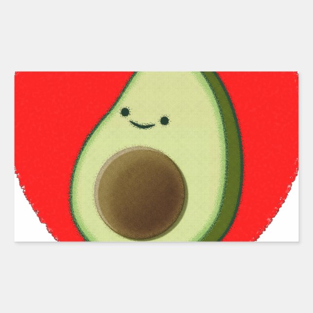 Sticker Rectangulaire Cute Avocado Dans Le Coeur Rouge (Devant)