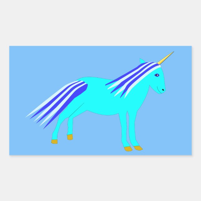 Sticker Rectangulaire Cute Blue Baby Boy Unicorn (Devant)