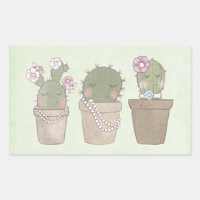 Sticker Rectangulaire Cute Cactus (Devant)