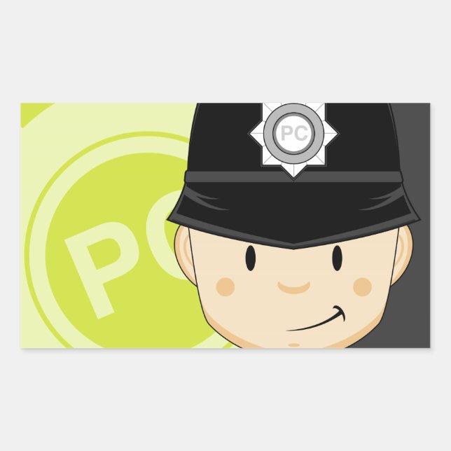 Sticker Rectangulaire Cute Cartoon policier britannique (Devant)