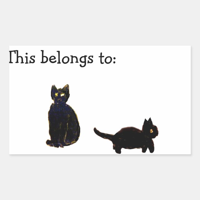 Sticker Rectangulaire Cute chat Kitty Noir (Devant)
