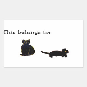 Sticker Rectangulaire Cute chat Kitty Noir