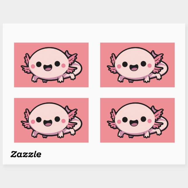 Sticker Rectangulaire Cute Chibi Axolotl (Feuille)