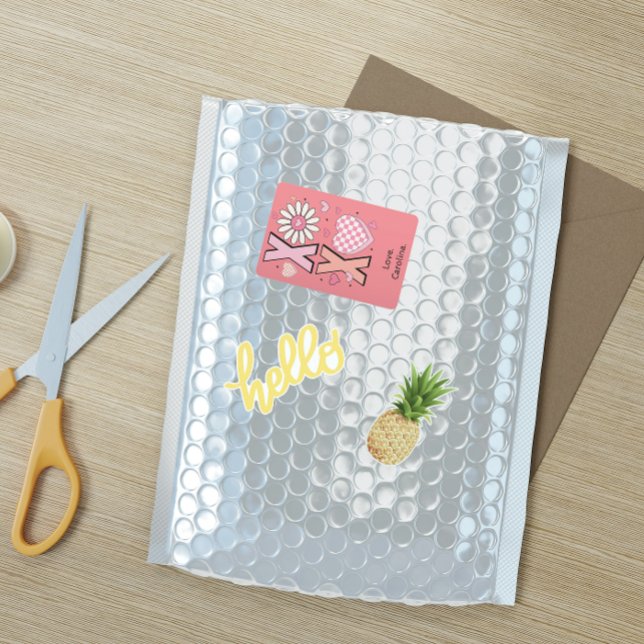 Sticker Rectangulaire Cute Hugs&Kisses XOXO Pink Love in Valentine's Day (Créateur téléchargé)