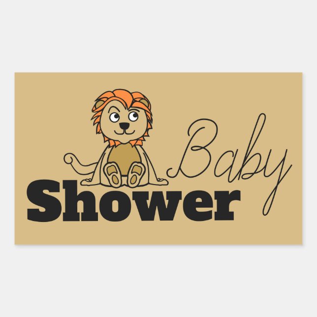 Sticker Rectangulaire Cute Lion Cub, Baby shower (Devant)