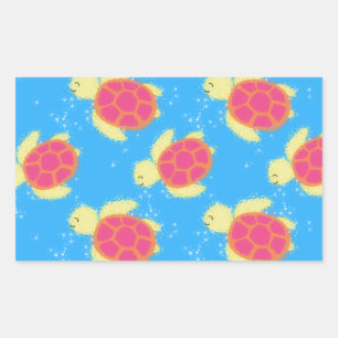 Sticker Rectangulaire Cute Motif de tortue de mer
