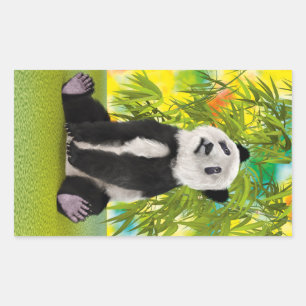 Sticker Rectangulaire Cute Panda Bear Kawaii Amoureux des animaux Cadeau