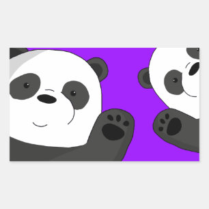 Sticker Rectangulaire Cute pandas