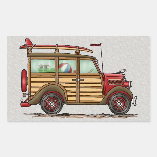 Sticker Rectangulaire Cute Surfing Woody (Devant)