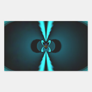 Sticker Rectangulaire Cyan et Black Abstrait Art Print