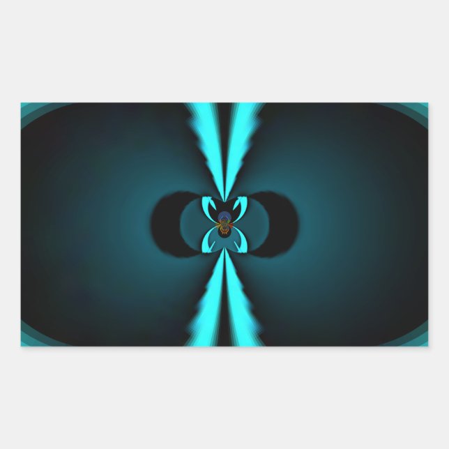 Sticker Rectangulaire Cyan et Black Abstrait Art Print (Devant)