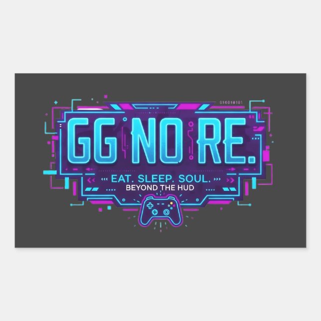 Sticker Rectangulaire ​Cyberpunk GG NO RE Gaming Aesthetic - Neon Gamer  (Devant)