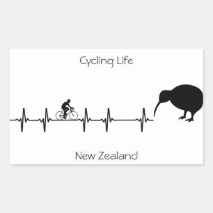 Sticker Rectangulaire Cycling Life, Nouvelle-Zélande personnalisable