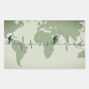 Sticker Rectangulaire Cycling Life, voyageur du monde