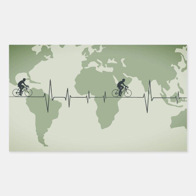 Sticker Rectangulaire Cycling Life, voyageur du monde (Devant)