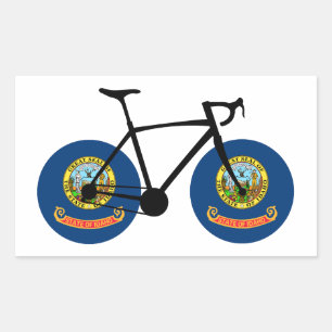 Sticker Rectangulaire Cyclisme sous le drapeau de l'Idaho