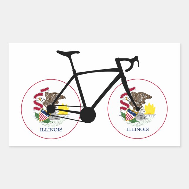 Sticker Rectangulaire Cyclisme sous le drapeau de l'Illinois (Devant)