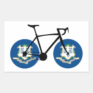Sticker Rectangulaire Cyclisme sous le drapeau du Connecticut